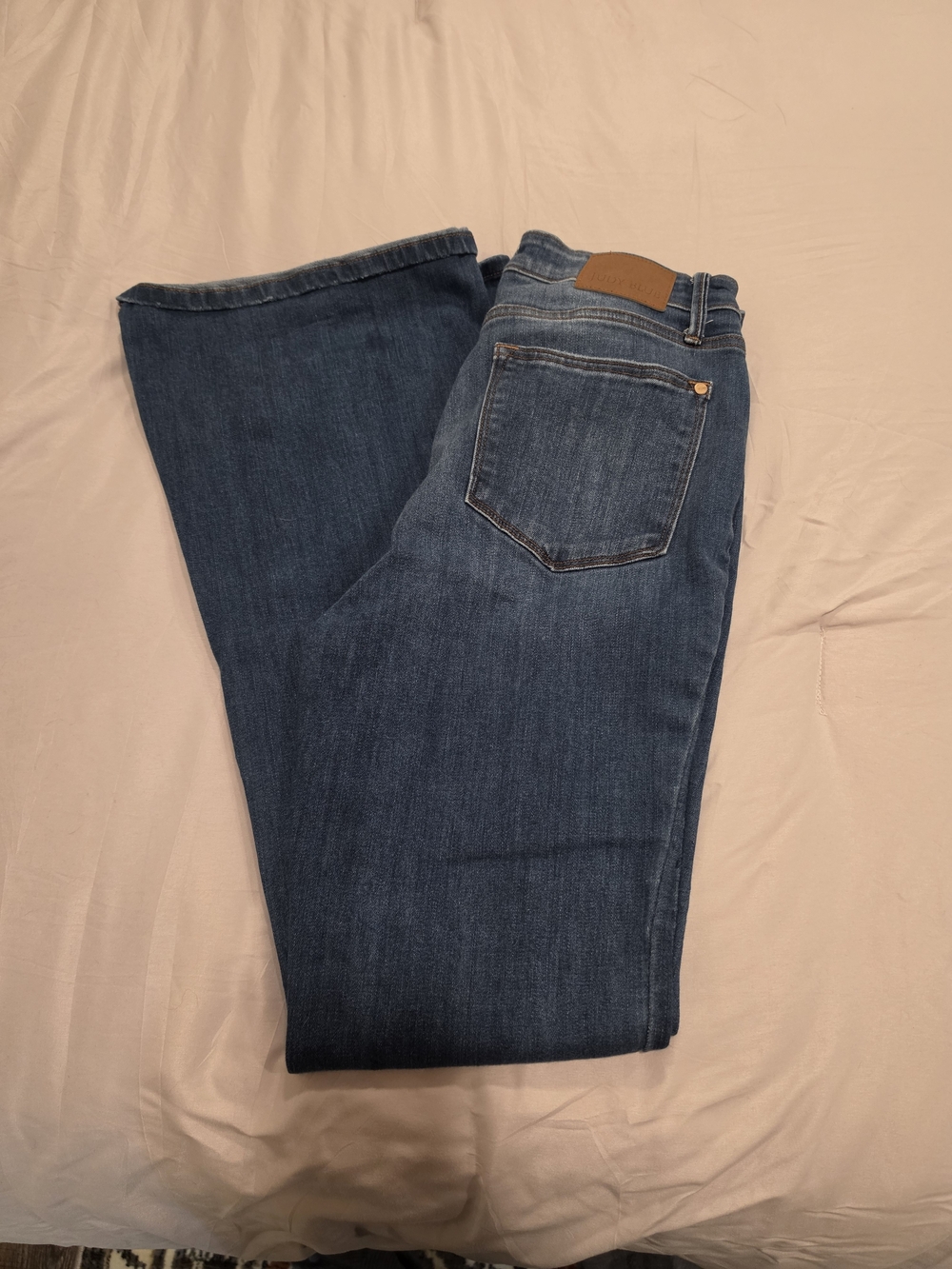 Judy Blue distressed mid-blue straight leg jeans